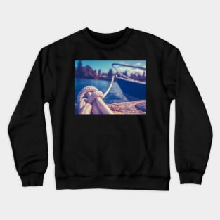 Retro Yacht In Harbor Crewneck Sweatshirt